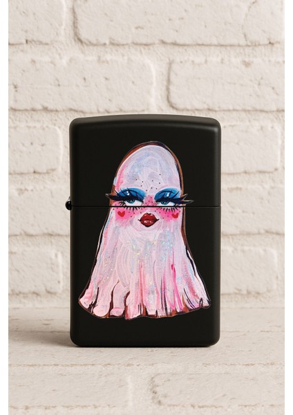 Uv Baskılı Desenli Metal Benzinli Siyah Çakmak Cep Çakmağı - Ghost