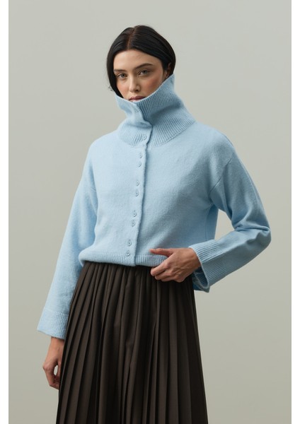 Geniş Yakalı Tiftik Hırka Bebe Mavisi indirimleri