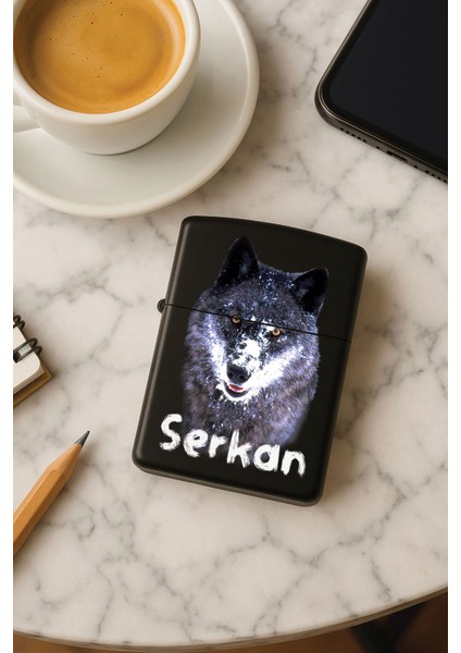 Kişiye Özel Isim Yazılı Fontlu Baskılı Benzinli Çakmak Özel Tasarım Hediyelik Bozkurt