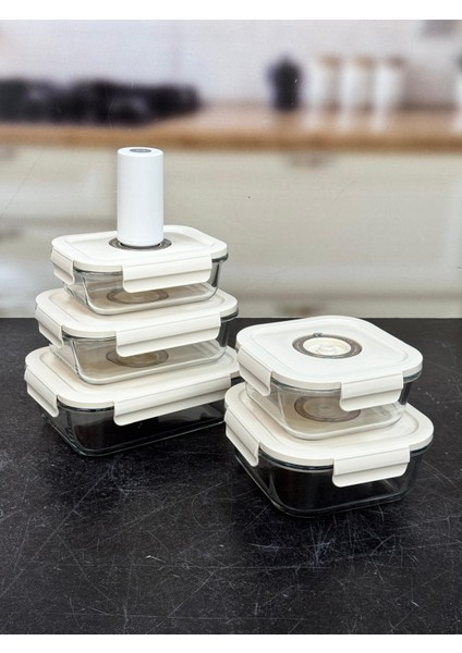 Cam Vakum Makineli Saklama Kabı Seti modelleri