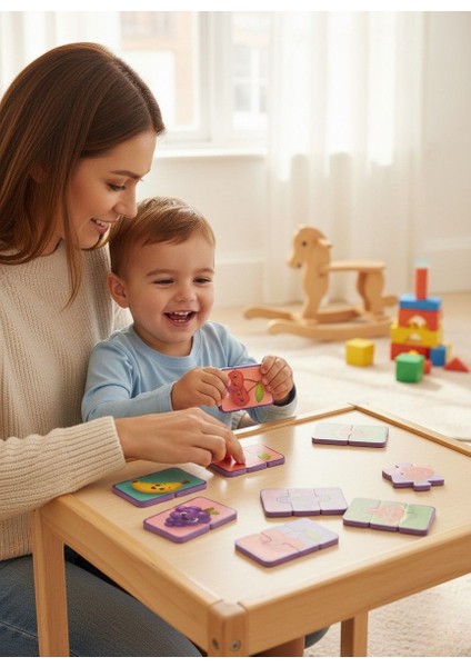 2-3 Parça 8 Adet Tak Çıkar Manyetik Eva Yapboz, Meyveler