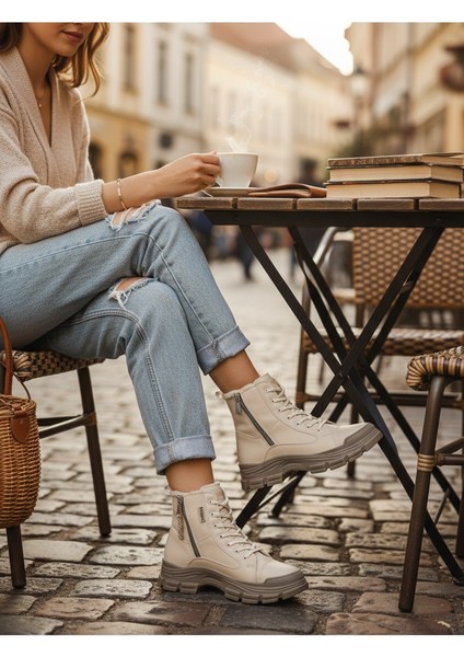 Conpax 5428 Bej&kum Kadın Fermuarlı & Bağcıklı Bot modelleri