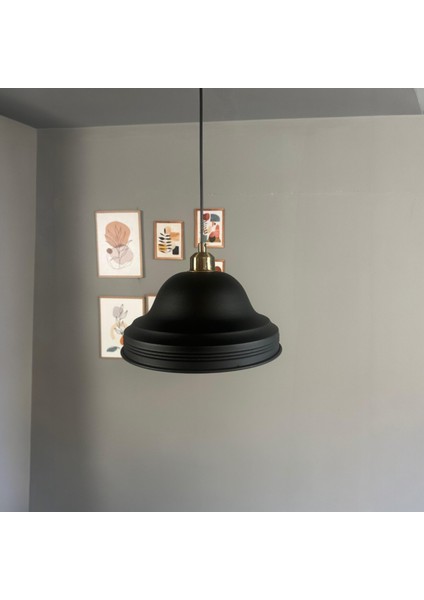 Ulmete Siyah Yarım Lale Başlık Tekli Sarkıt Avize Salon Ofis Otel Avizeleri Tasarım Vintage fiyatları