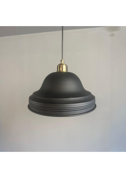 Ulmete Siyah Yarım Lale Başlık Tekli Sarkıt Avize Salon Ofis Otel Avizeleri Tasarım Vintage modelleri