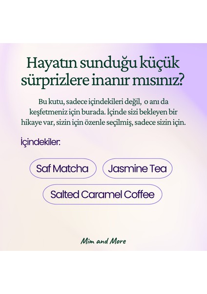 Flair Hediye Kutusu | Saf Matcha, Jasmine Tea, Salted Caramel Coffee – Doğal Lezzet Seti modelleri