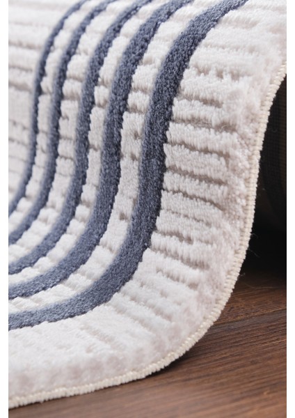 Art Deco 1011 Mavi Çerçeveli Akrilik Modern Yumuşak Dokuma Salon Mutfak Oturma Yatak Odası Halısı modelleri