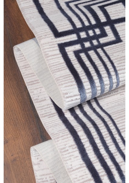 Art Deco 1011 Mavi Çerçeveli Akrilik Modern Yumuşak Dokuma Salon Mutfak Oturma Yatak Odası Halısı fırsatları