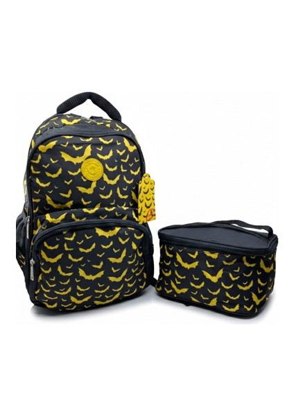 ilkokul Çantası Siyah Yarasa Desenli