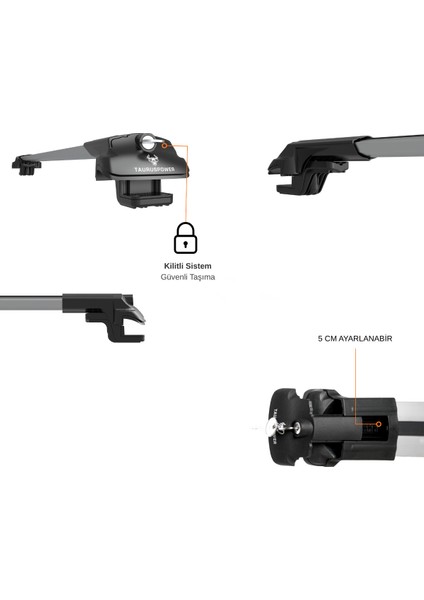 Bmw X7 (G07) 2019–2023 Uyumlu Trs-1 Kilitli Sistem Ara Atkı Tavan Barı Gri (2 Adet) fırsatları