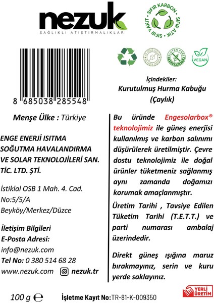 Kurutulmuş Doğal Cennet Hurması Kabuğu (Çaylık) 100G fırsatları