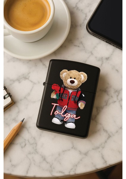 Kişiye Özel Isim Yazılı Fontlu Baskılı Benzinli Çakmak Özel Tasarım Hediyelik Bear