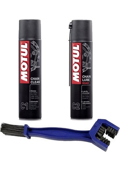 Motul Bakım Seti C1 Zincir Temizleme+C2 Zincir Yağlayıcı+Zincir Temizleme Fırçası