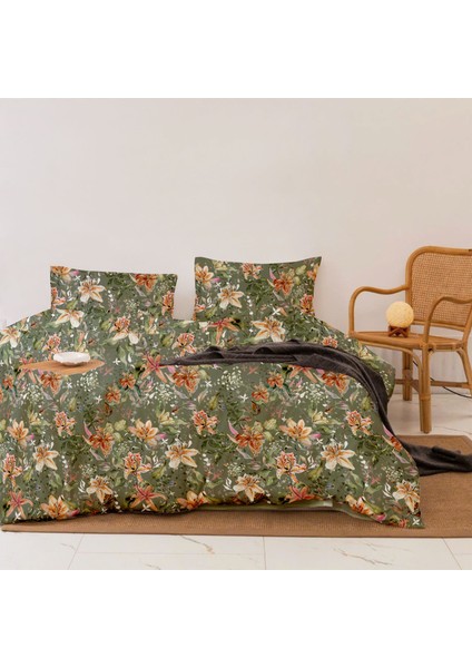 %100 Pamuk Çift Kişilik Nevresim Takımı 200X220 50*70 Yastık Kılıfı - Acacıa Çift Taraflı Baskı modelleri