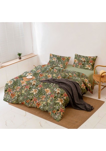 %100 Pamuk Çift Kişilik Nevresim Takımı 200X220 50*70 Yastık Kılıfı - Acacıa Çift Taraflı Baskı fırsatları