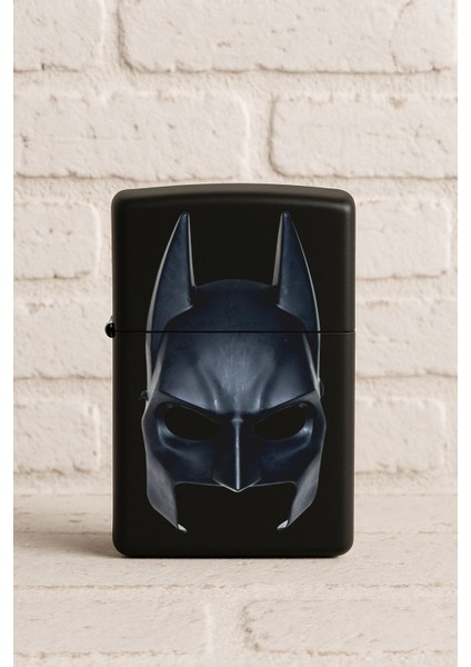 Uv Baskılı Desenli Metal Benzinli Siyah Çakmak Cep Çakmağı - Yarasamaske