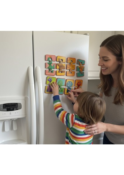 2-3 Parça 8 Adet Tak Çıkar Manyetik Eva Yapboz, Dinazor