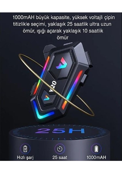 V20 Wireless Akıllı Motosiklet Kask Kulaklığı Intercom (25 Saate Kadar Kullanım) fiyatları