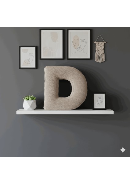 Litera, D Harfi, Yastık, Kırlent, Elyaf Dolgulu, Welsoft Kumaş, 40 cm fiyatları