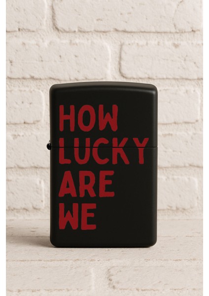 Uv Baskılı Desenli Metal Benzinli Siyah Çakmak Cep Çakmağı - Lucky