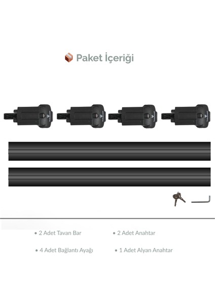 Fiat Panda 2003–2011 Uyumlu Trs-1 Ara Atkı Tavan Barı Siyah (2 Adet) modelleri