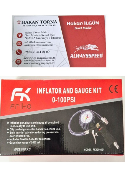 Lastik Şişirme Tabancası Saatli Basınç Ölçer