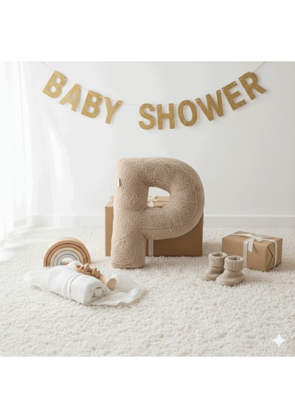 Litera, P Harfi, Yastık, Kırlent, Elyaf Dolgulu, Welsoft Kumaş, 40 cm fiyatları