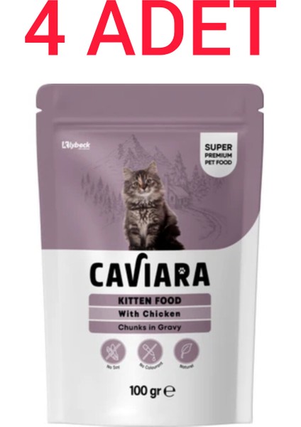 Pouch Sos Içinde Et Parçacıklı Tavuklu Yavru Kedi Maması 100 gr X4