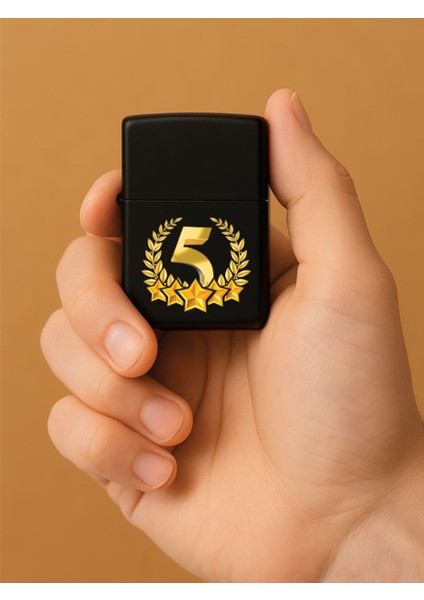 Özel Tasarım Şık ve Dayanıklı Uv Desenli Baskılı Benzinli Metal Çakmak 5 Yıldız