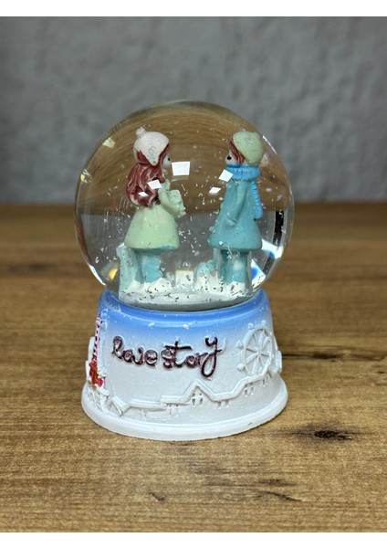 Kış Temalı Küçük Boy Işıklı Kar Küresi Dekoratif Hediyelik Eşya