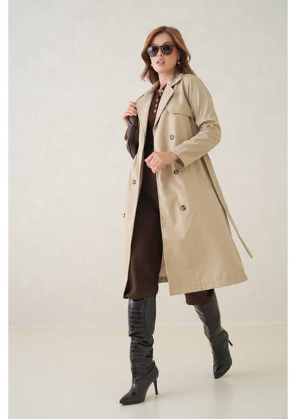 Su Geçirmez Kruvaze Yaka Sık Dokuma Kadın Trençkot fiyatları