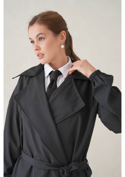 Su Geçirmez Kruvaze Yaka Sık Dokuma Kadın Trençkot indirimleri