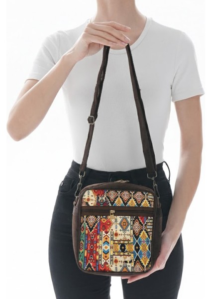 Iran Işi El Yapımı Etnik Desenli Süet Kahve Bohem Askılı Omuz Çantası fiyatları