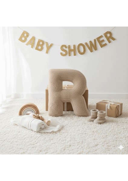 Litera, R Harfi, Yastık, Kırlent, Elyaf Dolgulu, Welsoft Kumaş, 40 cm fiyatları