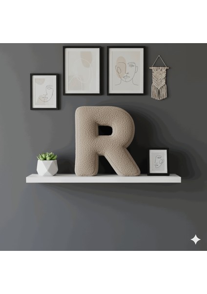 Litera, R Harfi, Yastık, Kırlent, Elyaf Dolgulu, Welsoft Kumaş, 40 cm indirimleri