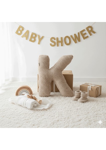 Litera, K Harfi, Yastık, Kırlent, Elyaf Dolgulu, Welsoft Kumaş, 40 cm fiyatları