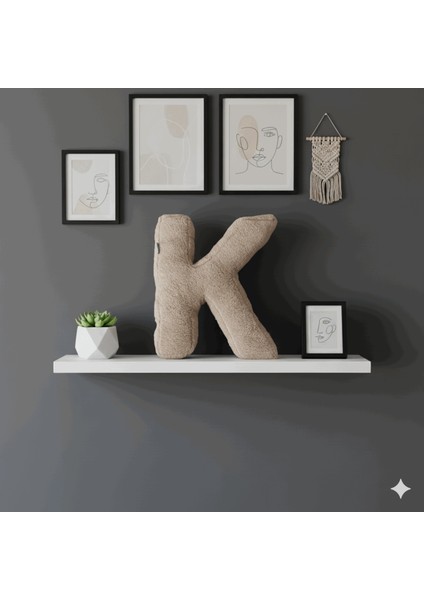 Litera, K Harfi, Yastık, Kırlent, Elyaf Dolgulu, Welsoft Kumaş, 40 cm indirimleri