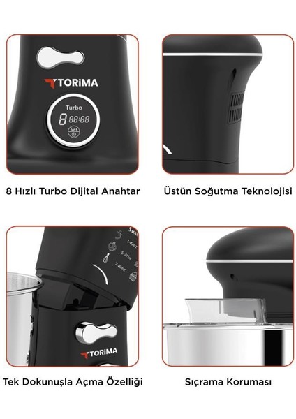 TMK-1400DT Beyaz Stand Mikser , Hamur Yoğurma Makinesi , Mutfak Şefi 1400W indirimleri