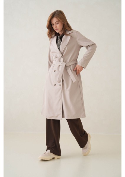 Su Geçirmez Kruvaze Yaka Sık Dokuma Kadın Trençkot fiyatları