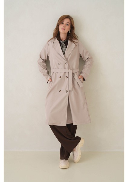 Su Geçirmez Kruvaze Yaka Sık Dokuma Kadın Trençkot modelleri