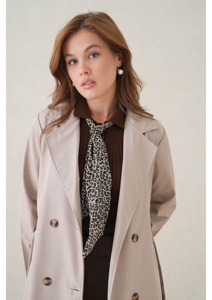 Su Geçirmez Kruvaze Yaka Sık Dokuma Kadın Trençkot fırsatları