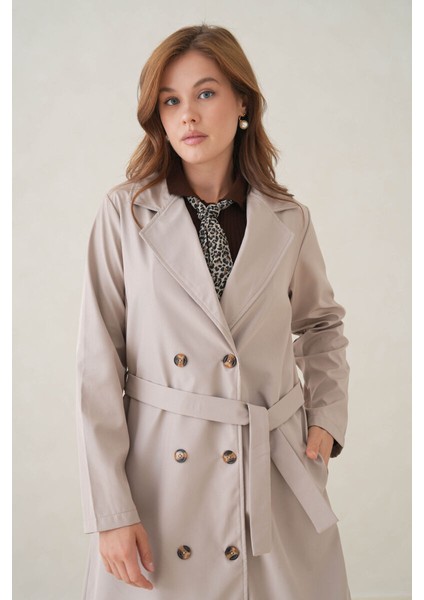 Su Geçirmez Kruvaze Yaka Sık Dokuma Kadın Trençkot indirimleri