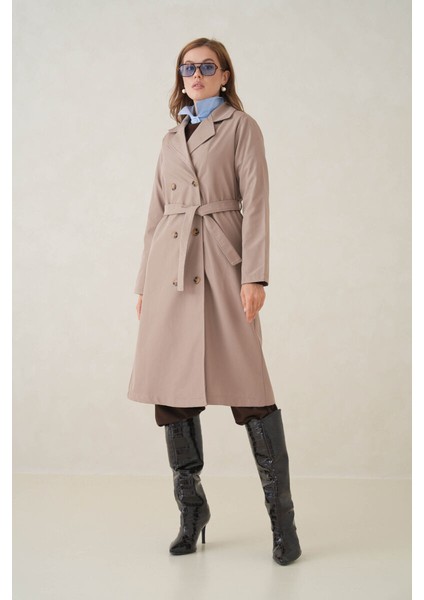 Su Geçirmez Kruvaze Yaka Sık Dokuma Kadın Trençkot modelleri