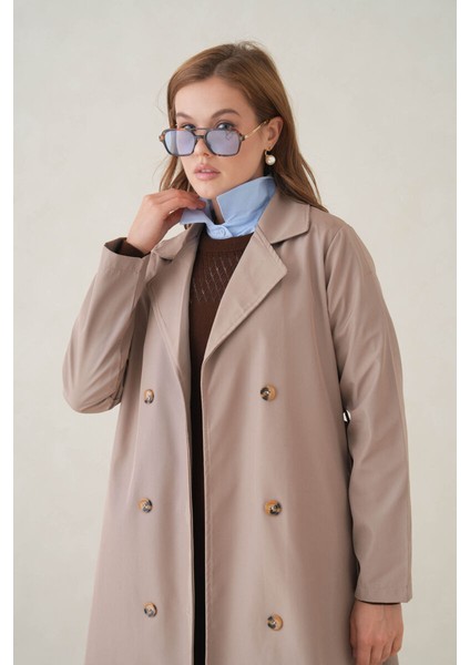 Su Geçirmez Kruvaze Yaka Sık Dokuma Kadın Trençkot fırsatları