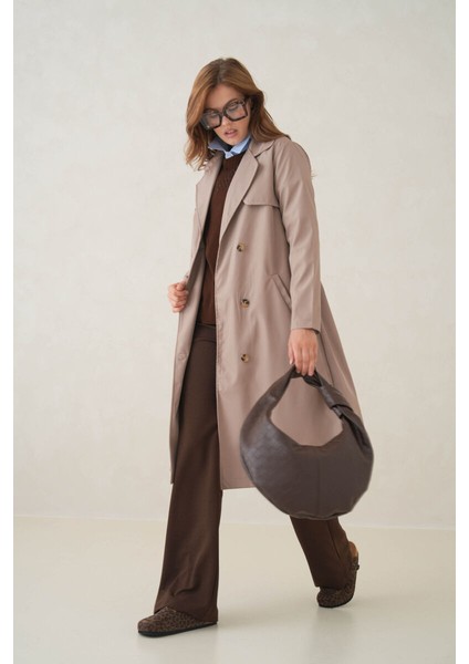 Su Geçirmez Kruvaze Yaka Sık Dokuma Kadın Trençkot fiyatları