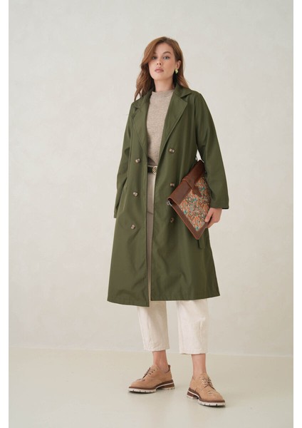 Su Geçirmez Kruvaze Yaka Sık Dokuma Kadın Trençkot modelleri