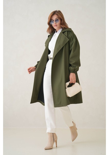 Su Geçirmez Kruvaze Yaka Sık Dokuma Kadın Trençkot