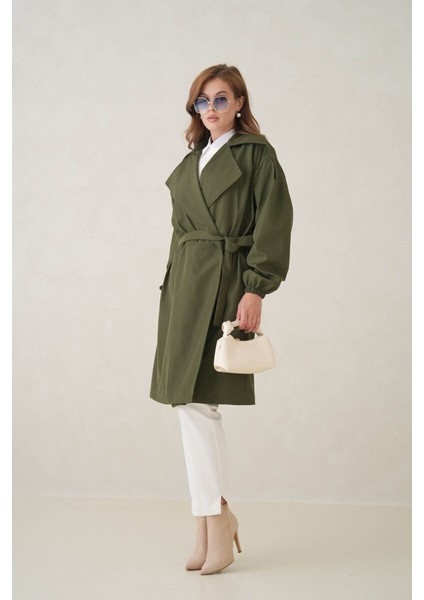 Su Geçirmez Kruvaze Yaka Sık Dokuma Kadın Trençkot modelleri