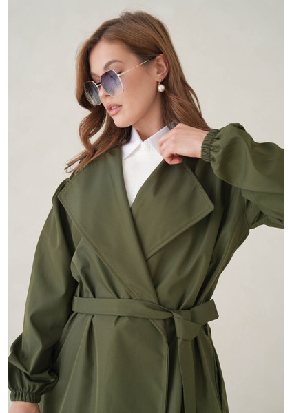 Su Geçirmez Kruvaze Yaka Sık Dokuma Kadın Trençkot indirimleri