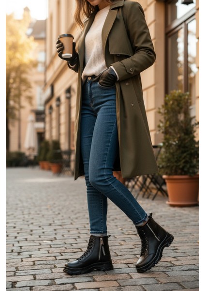 Conpax 8091 Siyah Kadın Fermuarlı & Bağcıklı Bot fiyatları