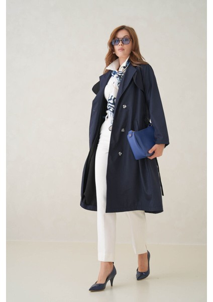 Su Geçirmez Kruvaze Yaka Sık Dokuma Kadın Trençkot modelleri